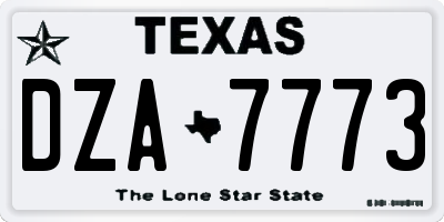 TX license plate DZA7773