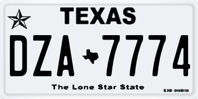 TX license plate DZA7774