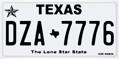 TX license plate DZA7776