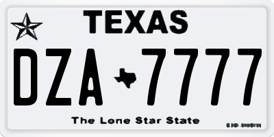 TX license plate DZA7777