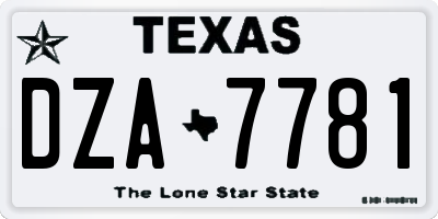 TX license plate DZA7781