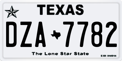 TX license plate DZA7782