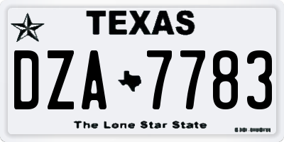 TX license plate DZA7783