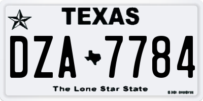 TX license plate DZA7784