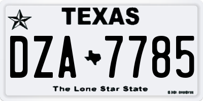 TX license plate DZA7785