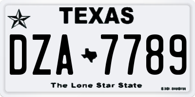 TX license plate DZA7789