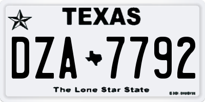 TX license plate DZA7792