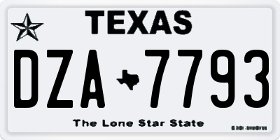 TX license plate DZA7793