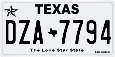 TX license plate DZA7794