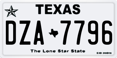 TX license plate DZA7796