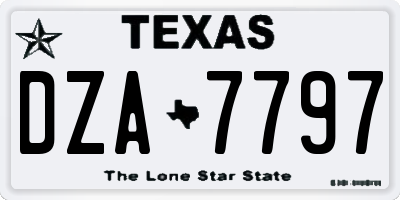 TX license plate DZA7797