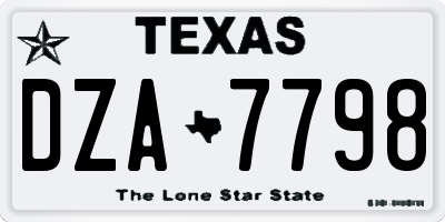 TX license plate DZA7798