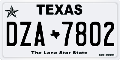TX license plate DZA7802
