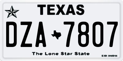 TX license plate DZA7807