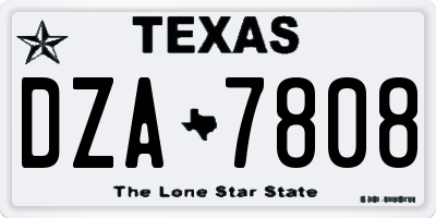 TX license plate DZA7808