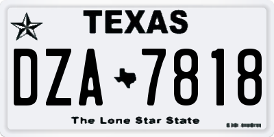 TX license plate DZA7818