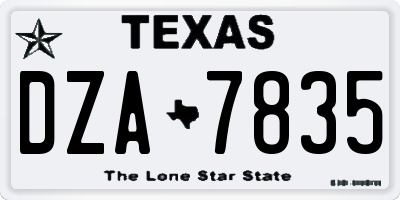 TX license plate DZA7835
