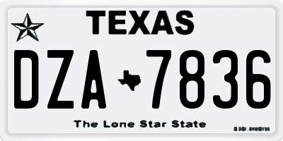 TX license plate DZA7836