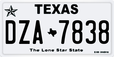 TX license plate DZA7838