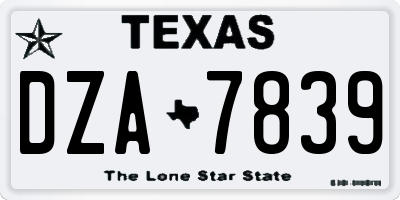 TX license plate DZA7839