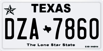 TX license plate DZA7860
