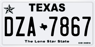 TX license plate DZA7867