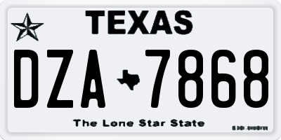 TX license plate DZA7868
