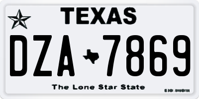 TX license plate DZA7869