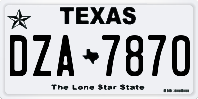 TX license plate DZA7870