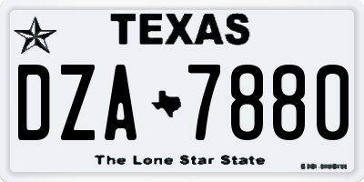 TX license plate DZA7880