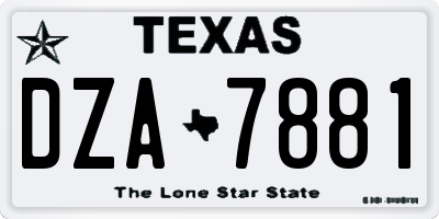 TX license plate DZA7881