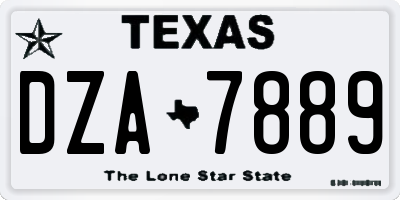 TX license plate DZA7889