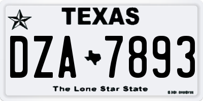 TX license plate DZA7893