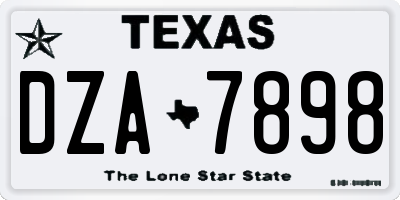 TX license plate DZA7898