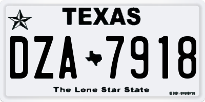 TX license plate DZA7918