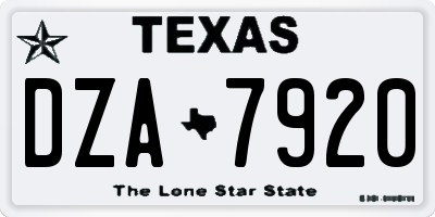 TX license plate DZA7920