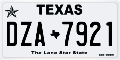 TX license plate DZA7921