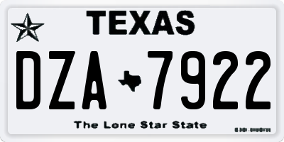 TX license plate DZA7922