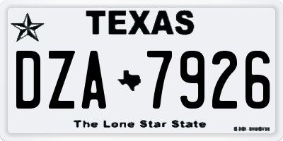 TX license plate DZA7926