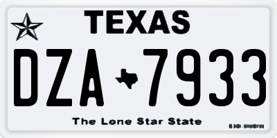 TX license plate DZA7933