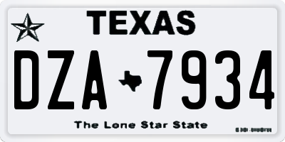 TX license plate DZA7934