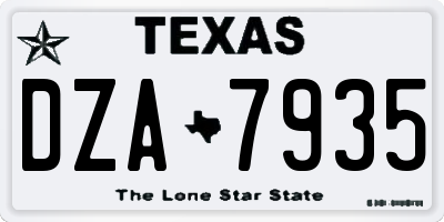 TX license plate DZA7935