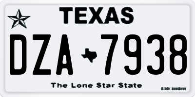 TX license plate DZA7938