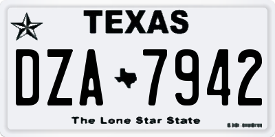 TX license plate DZA7942