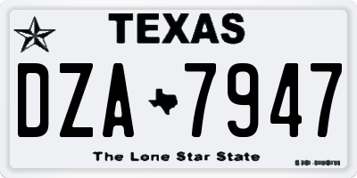 TX license plate DZA7947