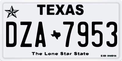 TX license plate DZA7953