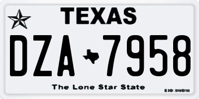 TX license plate DZA7958