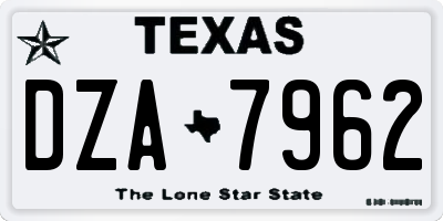 TX license plate DZA7962