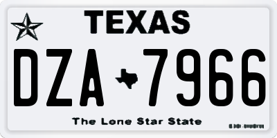 TX license plate DZA7966