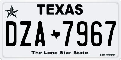 TX license plate DZA7967